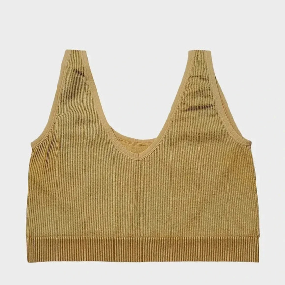 Colsie Women's Reversible Ribbed Bralette - Burnt Orange/Brown Size 2X - Picture 1 of 6